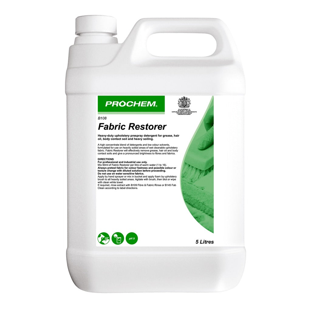 Prochem Fabric Restorer 5 Litre - Heavy Duty Upholstery Cleaner B108-05