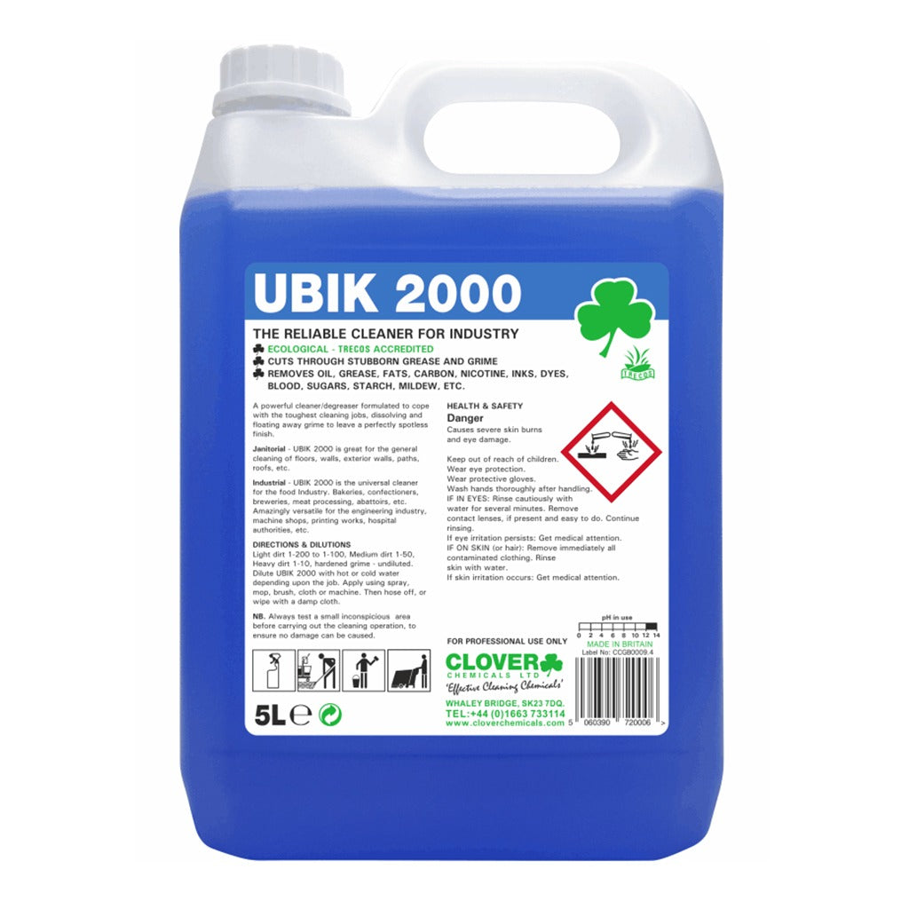 Clover UBIK 2000 Degreaser 5 Litre 301 - Heavy Duty Alkaline Cleaner