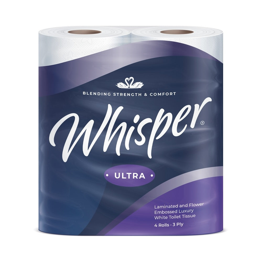 Whisper Ultra 3 Ply Toilet Roll White 40 Rolls STR008 - Soft Luxury Toilet Tissue