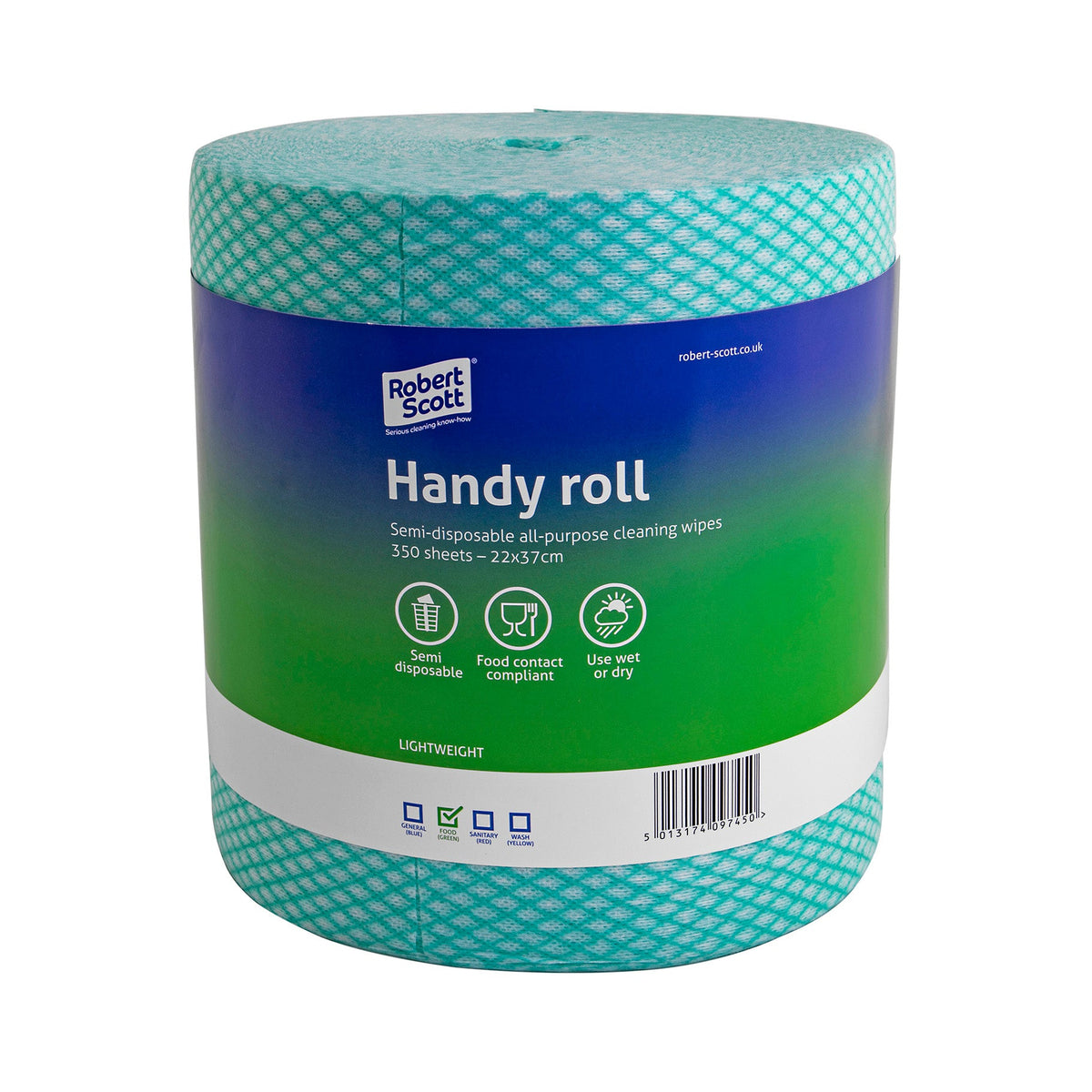 Robert Scott Semi-Disposable All Purpose Cleaning Cloth Roll 350 Sheets 104628