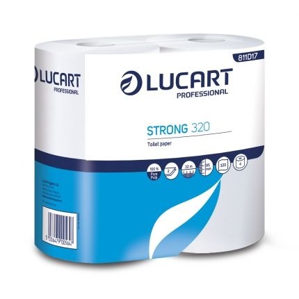 Lucart Strong 320 2 Ply White Toilet Tissue Rolls - 36 Pack 811D17E