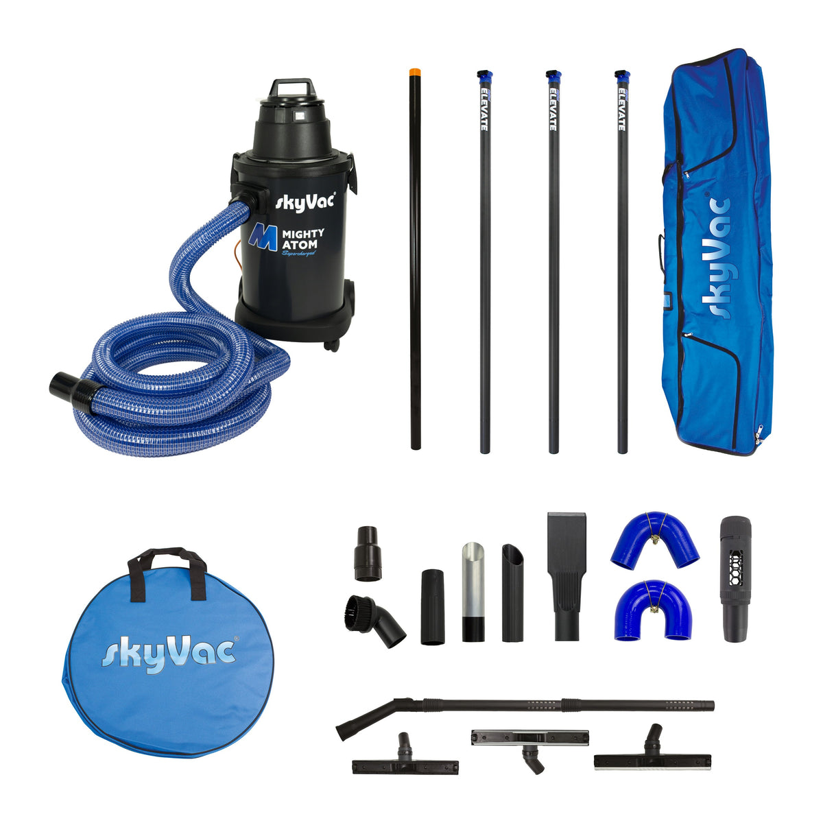 skyVac Mighty Atom Gutter Vacuum Package - Wet & Dry Gutter Cleaning System