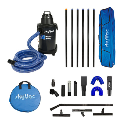 skyVac Mighty Atom Gutter Vacuum Package - Wet & Dry Gutter Cleaning System