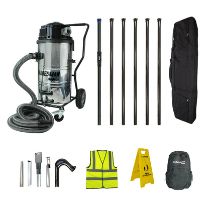 skyVac Tradesman Gutter Vacuum Package 2800W - Commercial Dual Motor Gutter Cleaning System