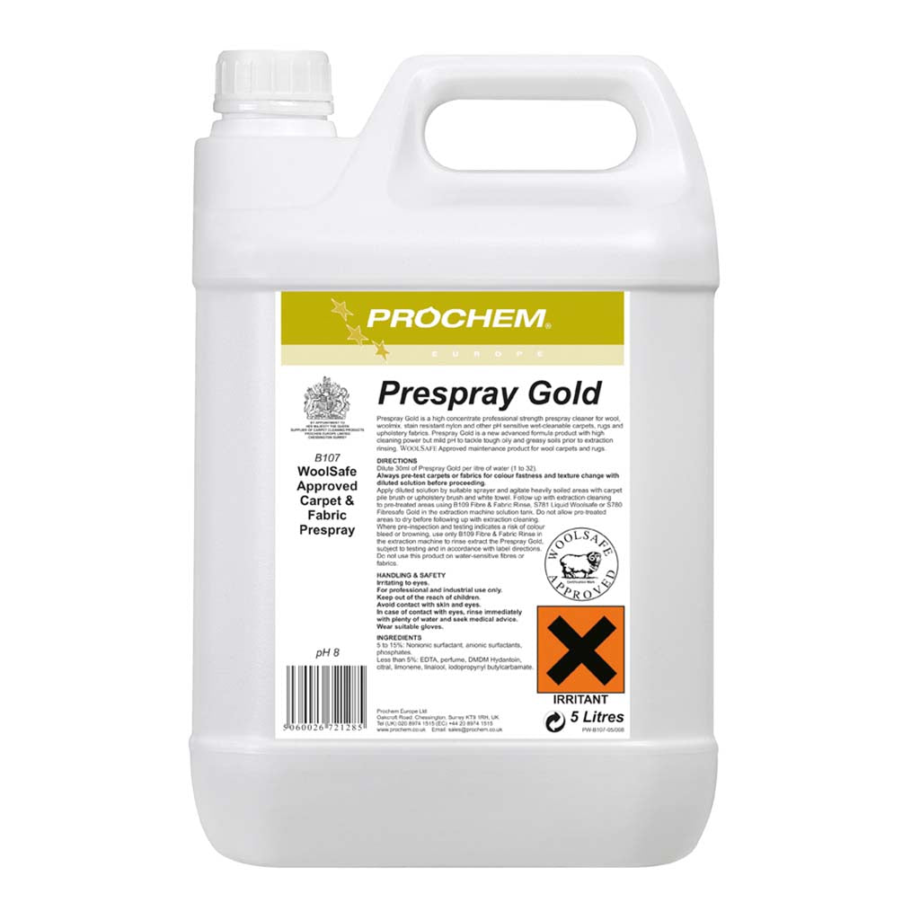 Prochem Prespray Gold Carpet Pre-Spray 5 Litre - Woolsafe Carpet Cleaner B107-05