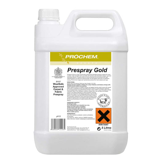 Prochem Prespray Gold Carpet Pre-Spray 5 Litre - Woolsafe Carpet Cleaner B107-05